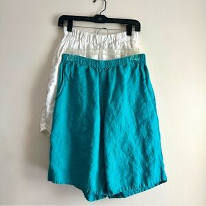 Flax • Set of 2 100% Linen High Waisted Long Pull On Shorts